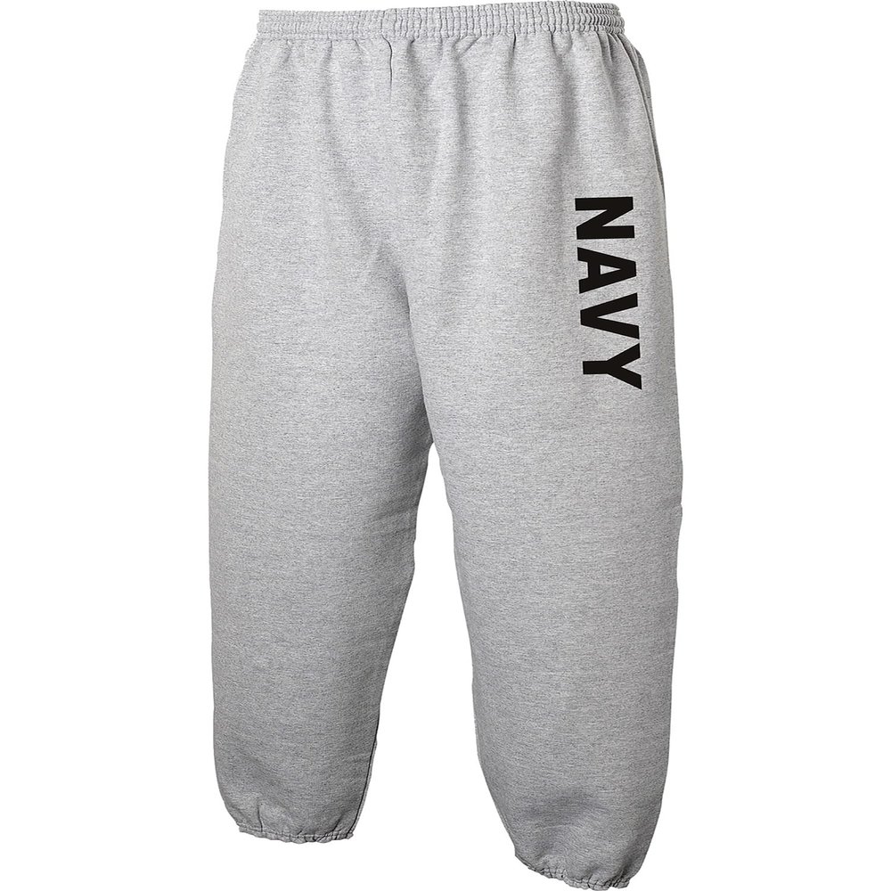 Navy Sweatpants - Military Theme Elastic Bottom Sweatpants in Sport Gray - XX-Large