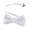 Mens Formal Solid White Satin Banded Bow Tie view 1