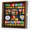 sfDisplay.com,LLC. Military Medals, Pins, Badges, Patches, Insignia, Ribbons, Flag Display Case Shadowbox Cabinet Pinnable Background - Lockable, Walnut view 2
