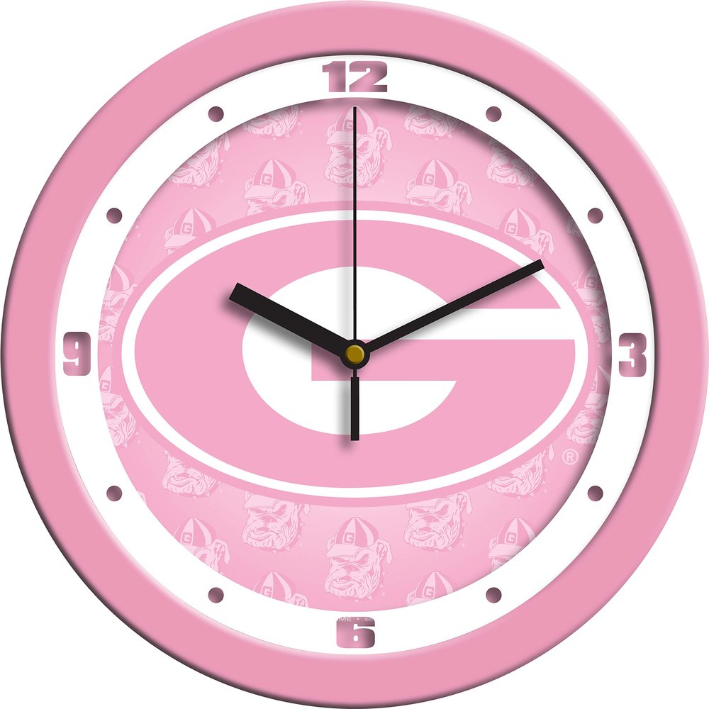SunTime Georgia Bulldogs - Pink Wall Clock