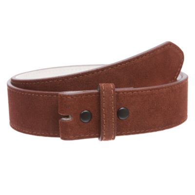 1 1/2" Snap On Suede Leather Belt Strap, Brown | 30