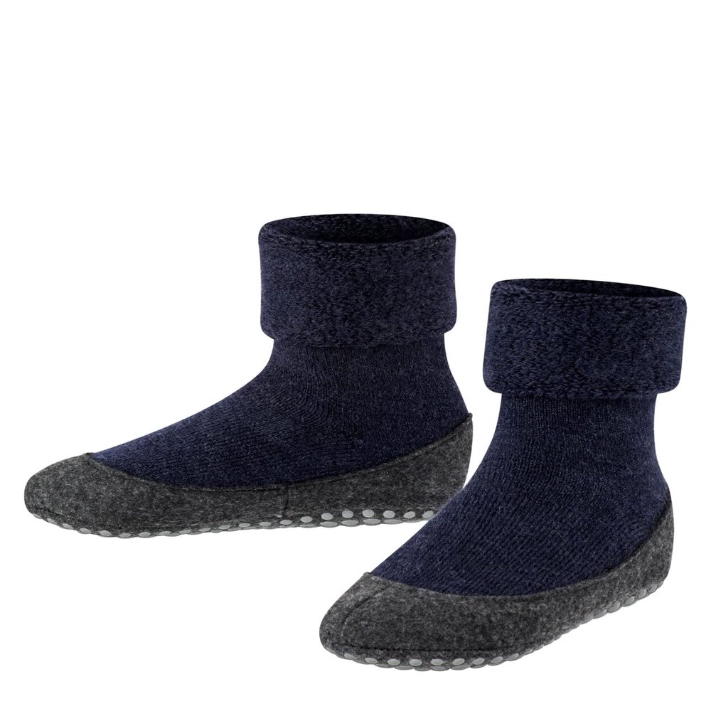 FALKE Unisex Kids Cosyshoe Slipper Socks, House Socks for Winter and Fall, Grips On Sole, Cozy Warm, Merino Wool, Blue (Dark Blue 6680), 9-10, 1 Pair