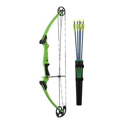Genesis Original Compound Bow & Arrow Kit- Adjustable Riser, 15"-30" Draw Length, 10-20 lb Draw Weight, All Skill Levels, Draw Hand - Left, Green