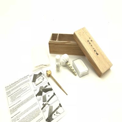 Handmade Sword - Complete Swords Maintenance & Cleaning Kit, Rice Paper, Choji Oil, Ground Whetstone Power, Small Brass Hammer with Awl