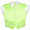 Vesuvio Napoli Men's Dress Vest & NeckTie Solid LIME GREEN Color Neck Tie Set sz 3XL view 1