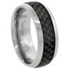 Sabrina Silver 8mm Titanium Wedding Band Ring Carbon Fiber Inlay Comfort Fit Size 12.5 view 1