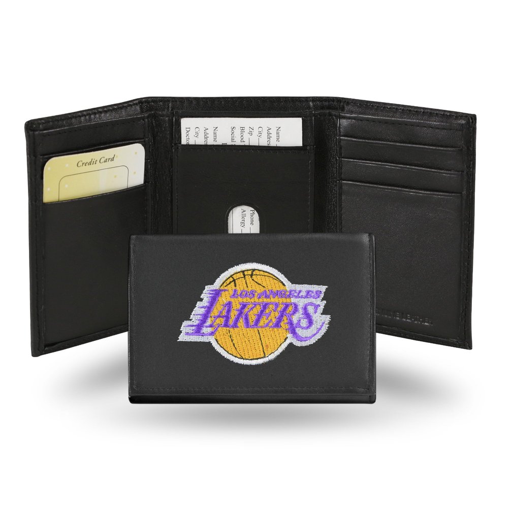 Rico Industries NBA Embroidered Leather Trifold Wallet, Los Angeles Lakers,Team Color,3.25 x 4.25-inches
