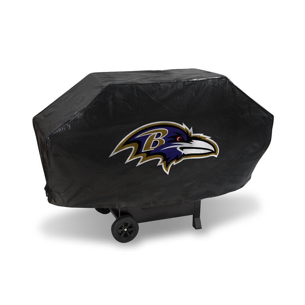 Rico Industries NFL Baltimore Ravens Black Deluxe Grill Cover Deluxe Vinyl Grill Cover - 68' Wide/Heavy Duty/Velcro Staps