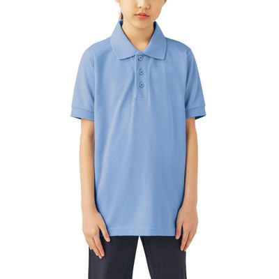 Dickies Big Boys' Short Sleeve Pique Polo Shirt, Light Blue, Small (8)