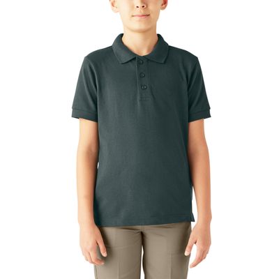Dickies Big Boys' Short Sleeve Pique Polo Shirt, Hunter Green, Small (8)