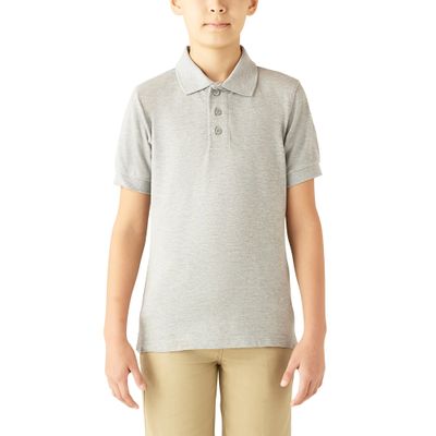 Dickies Big Boys' Short Sleeve Pique Polo Shirt, Heather Gray, Small (8)