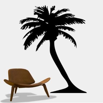 Beach House Vinyl Wall Art Big Palm Tree Wall Decal Sticker - Black, 72" x 38" (6ft. Tall). #132A-72x38
