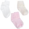 Jefferies Socks Big Girls' Organic Scalloped Turn Cuff (Pack of 3),White (1), Pink (1), Ivory (1),9-11 view 1