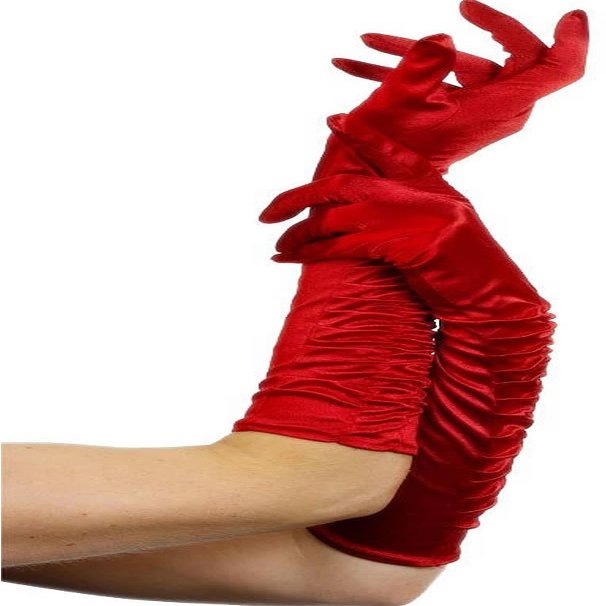 Forum Novelties 58042 Ruched Gloves, Red, 50cm