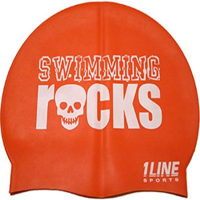 1Line Sports Swimming Rocks Silicone Swim Cap Orange