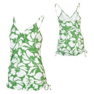 Carve Designs Rincon Ruched Tankini (Leaf Hibiscus, Extra Small)