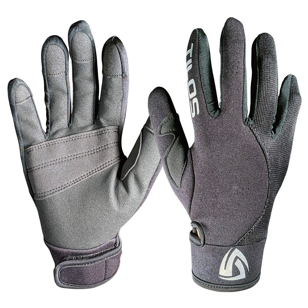 Tilos 1.5mm Tropical Dive Gloves Stretchy Mesh with Amara Leather for Snorkeling, Kayaking, Water Jet Skiing, Sailing, Scuba Diving, Rafting (Black, L)