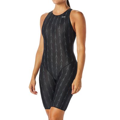 TYR Women's Solid Fusion 2 Open Back Swimsuit - U12 Compliant, Black, 26