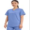 Cherokee Scrub Top for Women & Men, V-Neck Tuckable Medical Shirt with 1 Chest Pocket & ID Loop - WW625, XL, Ciel Blue view 2