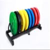 Ader Rubber Bumper Plate Color Coded 5 Pairs Set w/Rack view 1