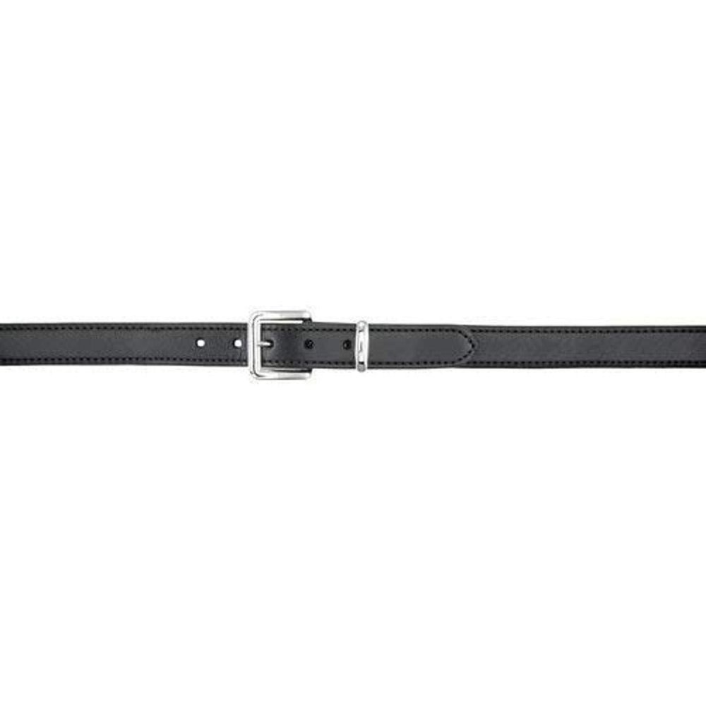 Aker Leather B22 Concealed Carry Gun Belt, Black Leather Tactical Dress Belt 1.25 Inch Wide with Polymer Insert and Polished Chrome Buckle, 44 Inch Belt Size for Holsters and Daily Carry, Made in USA