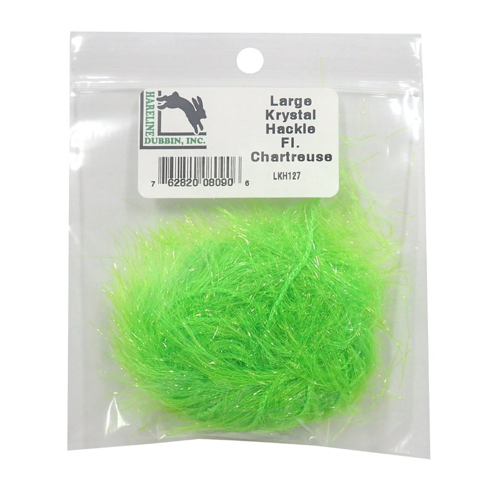 Hareline Dubbin Large Krystal Hackle Fl. Chartreuse