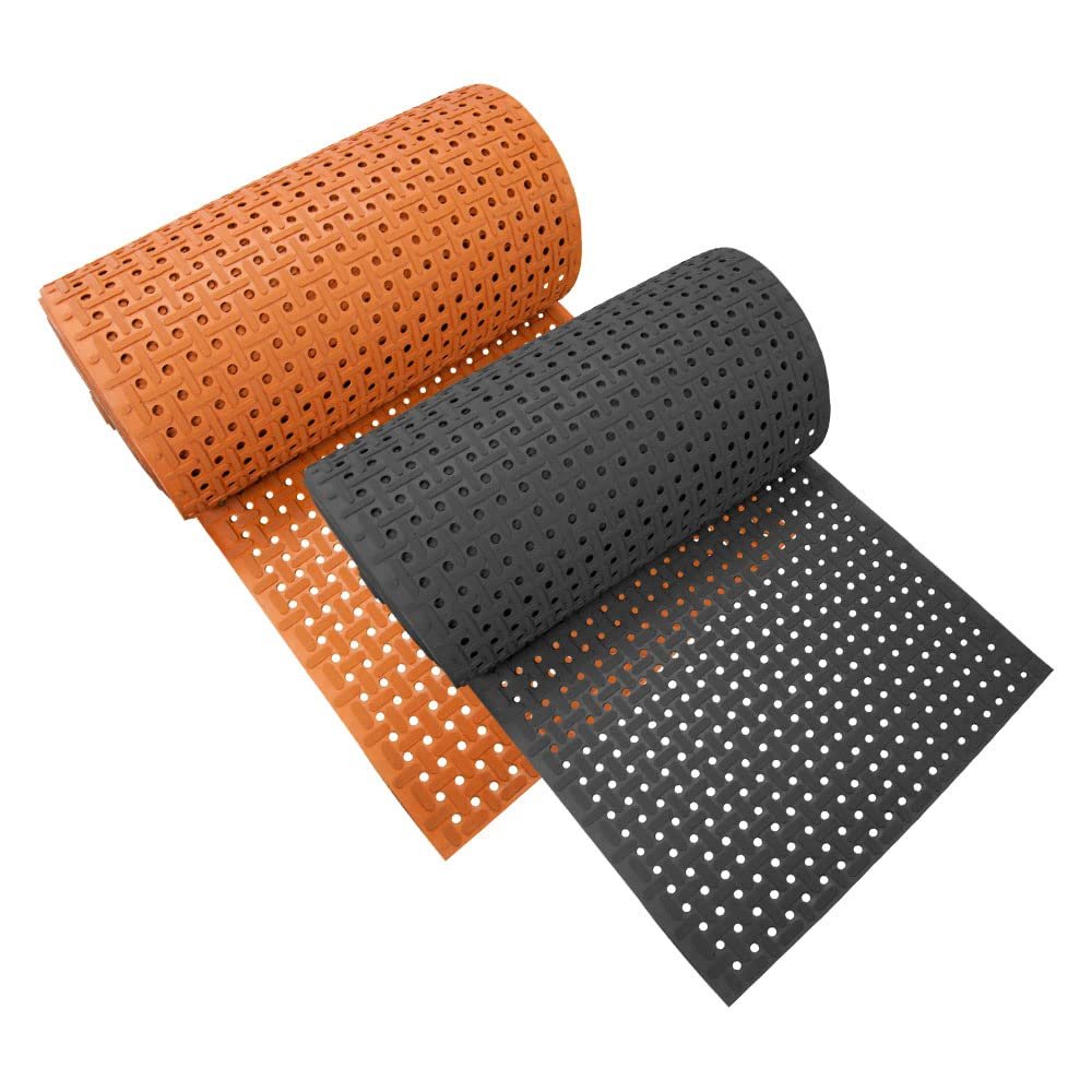 Rubber-Cal "Paw-Grip" 100% Nitrile Non-Slip Rubber Matting, 3/8" x 34" x 120" , Black
