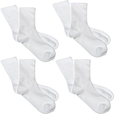 Jefferies Socks Big Boys' Seamless Casual Crew (Pack of 4),White,9-11