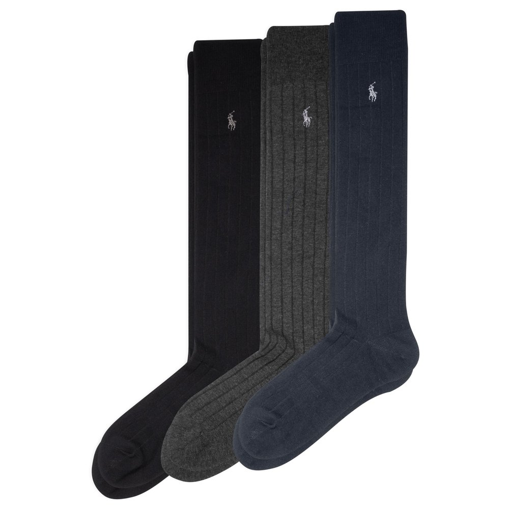 Polo Men's Solid Ribbed Crew Socks 3 Pair Pack, Brown Assorted, Men's Shoe Size: 6-12