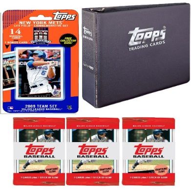 New York Mets 2009 MLB Team Set with Topps 3 Ring Binder and 3 Topps Packs - "Inaugurul Season"