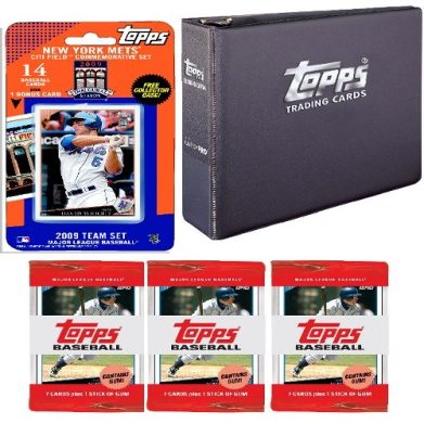 New York Mets 2009 MLB Team Set with Topps 3 Ring Binder and 3 Topps Packs - "Inaugurul Season"