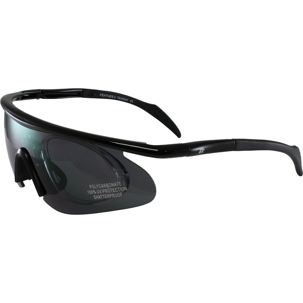 Birdz Eyewear Feather Sunglasses Black Frame with Smoke Lens