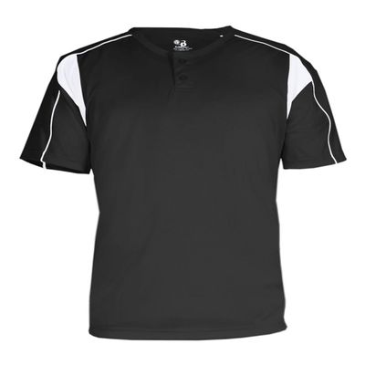 Badger 7937 B-Core Pro Placket Jersey, Black/White, XX-Large