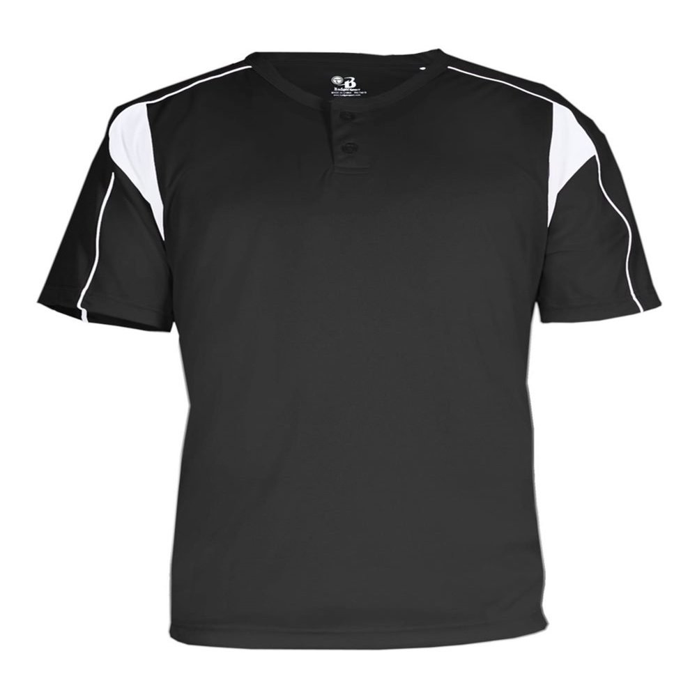 Badger 7937 B-Core Pro Placket Jersey, Black/White, XX-Large