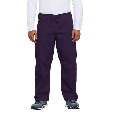 Cherokee Unisex Scrub Pants for Men & Women Drawstring Cargo Medical Uniform Straight Leg Nursing Scrub Bottoms Plus Size - 4100, 2XL, Eggplant
