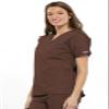 Cherokee Women's V Neck Scrubs Shirt, Chocolate, Large view 4