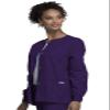 Cherokee Women Warm Up Scrubs Jacket Workwear Originals Snap Front Plus Size 4350, 4XL, Eggplant view 2