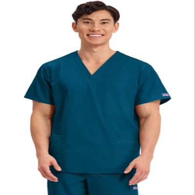 Cherokee Originals Unisex V-Neck Scrubs Shirt, Caribbean Blue, Medium