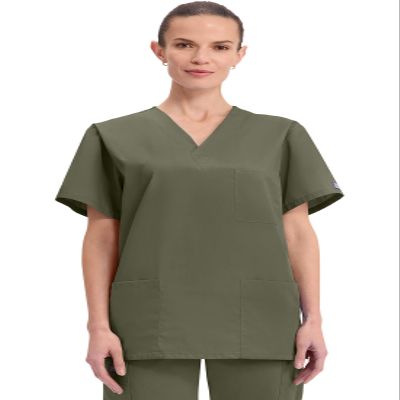 Cherokee Big and Tall Originals Unisex V-Neck Scrubs Shirt, Olive, XXXX-Large