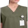 Cherokee Big and Tall Originals Unisex V-Neck Scrubs Shirt, Olive, XXXX-Large view 2