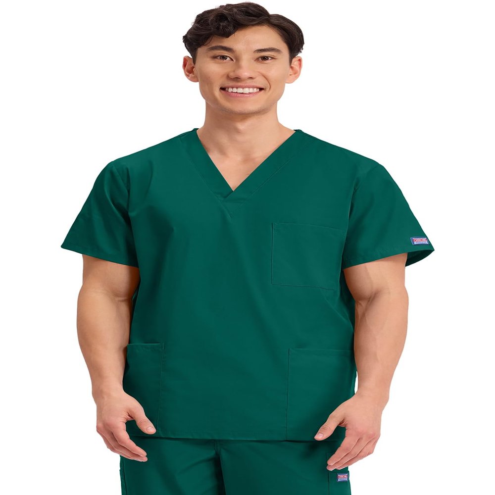 Cherokee Big and Tall Originals Unisex V-Neck Scrubs Shirt, Hunter, XXXXX-Large