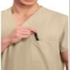 Cherokee Big and Tall Originals Unisex V-Neck Scrubs Shirt, Khaki, XXXX-Large view 2