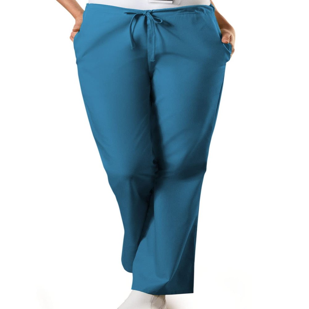 Cherokee Women's Fashionable Flare Leg Drawstring Pant, Caribbean Blue, 2X-Large-Petite