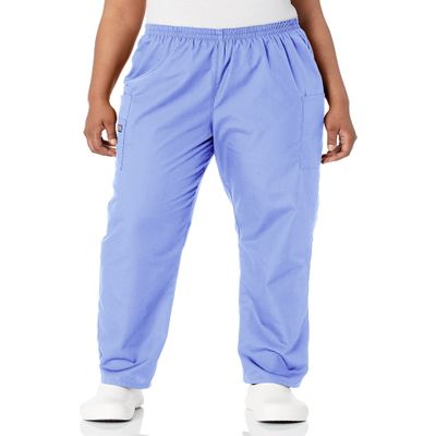 Cherokee Women's Plus Size Workwear Elastic Waist Cargo Scrubs Pant, Navy, 2X-Large Tall