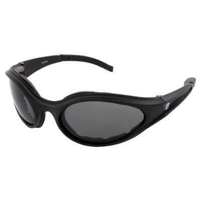 Birdz Raven Smoke Sunglasses Motorcycle Vespa ATV 4 Wheeler Quad Glasses Shatterproof Polycarbonate Frame has Comfortable Vented Foam Padding with Smoke Lenses