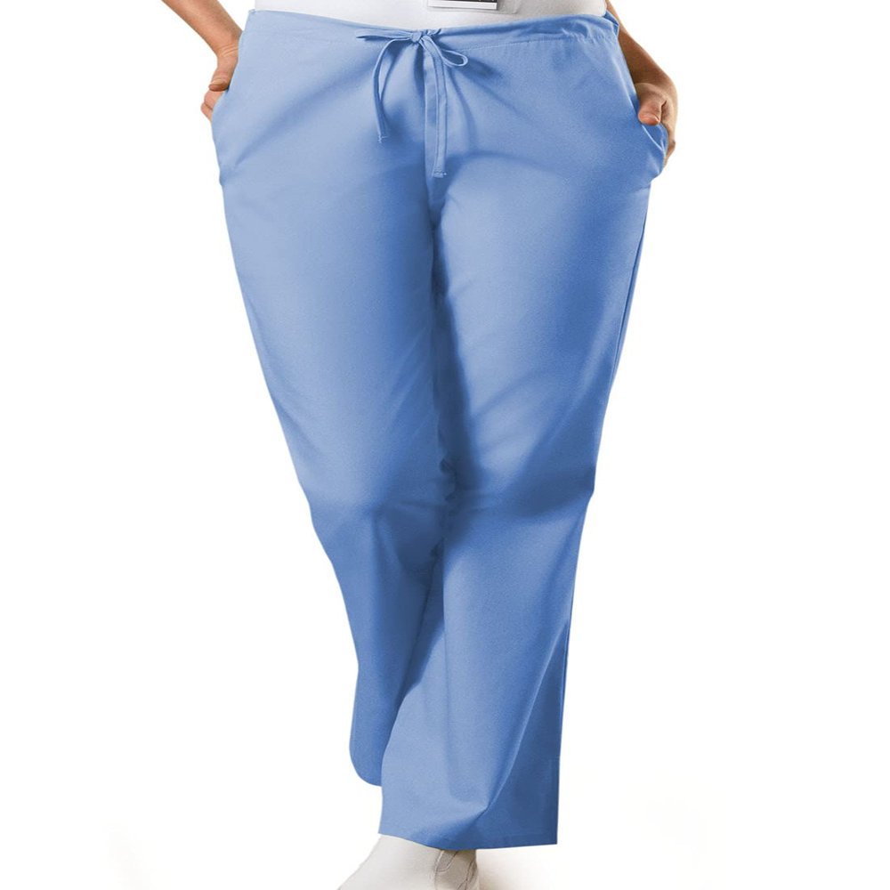 Cherokee Women's Fashionable Flare Leg Drawstring Pant, Ciel, 2X-Large Petite