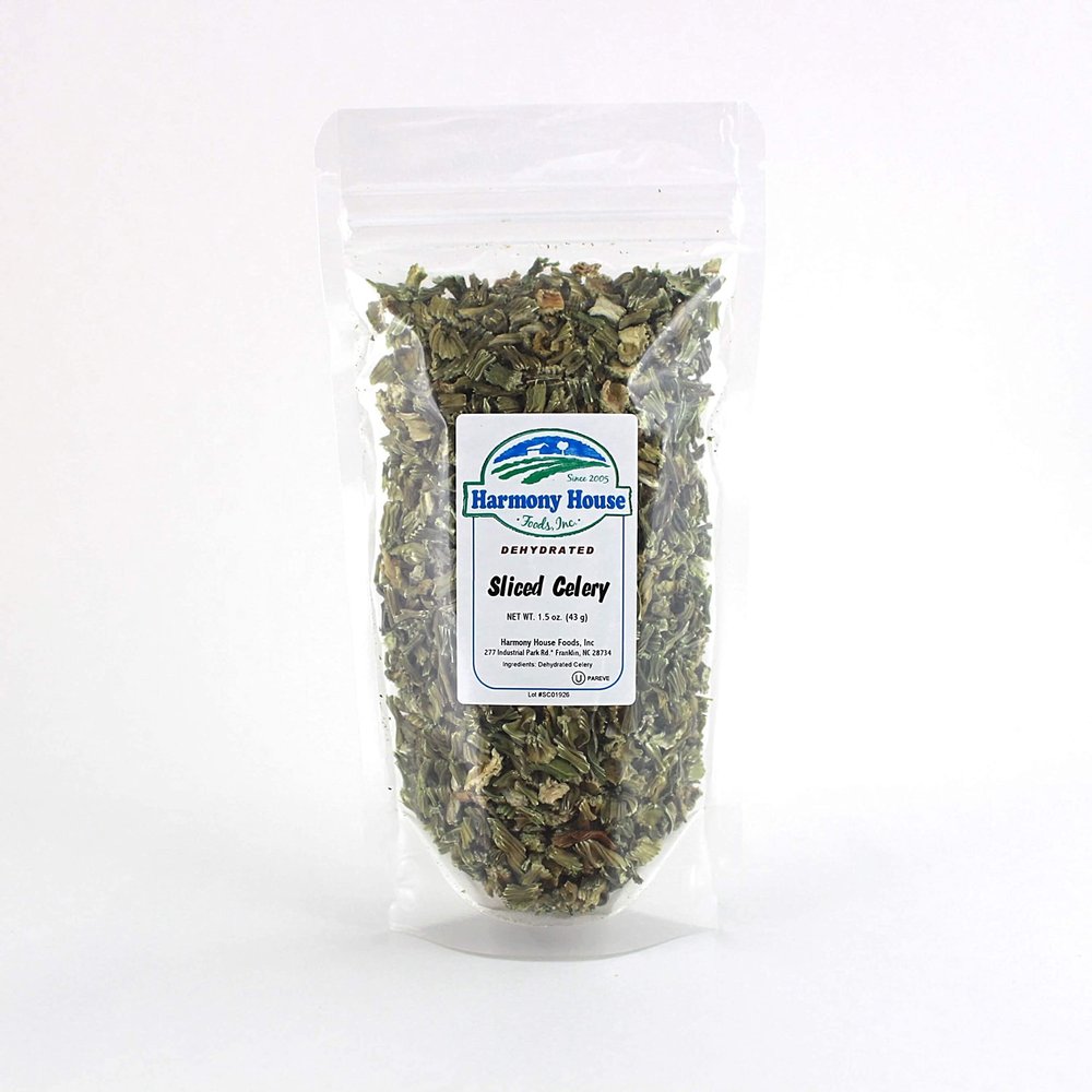 Harmony House Dehydrated Celery, Crosscut Dried Vegetables For Cooking, Camping, Emergency Supply and More (1.5 oz, Zip Pouch)