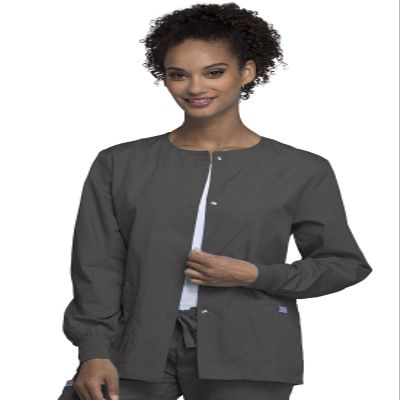 Cherokee Women's WW Snap Front Warm-Up Jacket, Pewter, X-Small