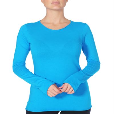 Beyond Yoga Organic Pima Long Sleeved Crew (Pacific Blue, X-Large)