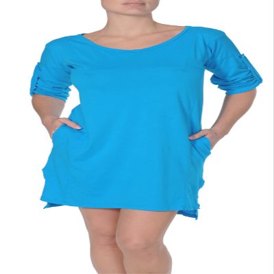 Beyond Yoga Organic Pima Panel Dress (Pacific Blue, X-Large)